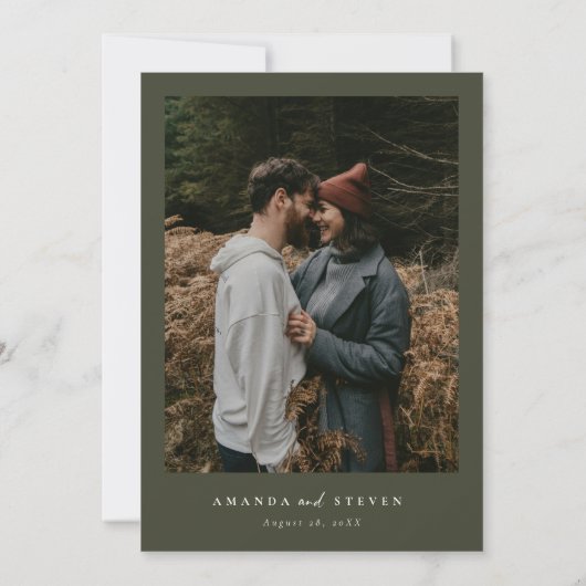 Rustic Fall Mountain Pine Forest Photo Wedding 招待状 (裏面)