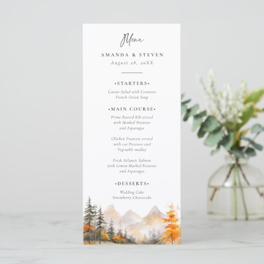 Rustic Fall Mountain Pine Forest Wedding メニュー (スタンド正面)