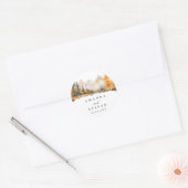 Rustic Fall Mountain Pine Forest Wedding ラウンドシール (封筒)