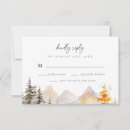 Rustic Fall Mountain Pine Forest Wedding 出欠カード