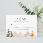 Rustic Fall Mountain Pine Forest Wedding 出欠カード (スタンド正面)