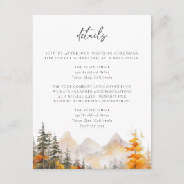 Rustic Fall Mountain Pine Forest Wedding Details エンクロージャーカード