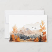Rustic Fall Mountain Scene Watercolor QR Code 出欠カード (裏面)