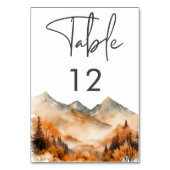 Rustic Fall Mountain Scene Watercolor Wedding テーブルナンバー (裏面)