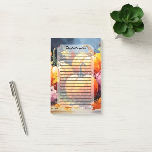 Rustic Fall Pumpkin Colorful Autumn Leaves ポストイット (オフィス)