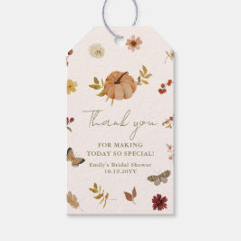 Rustic Fall Pumpkin Floral Bridal Shower Thank You ギフトタグ