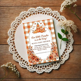Rustic Fall Pumpkin Fox Baby Shower Invitation ポストカード