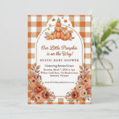 Rustic Fall Pumpkin Fox Baby Shower Invitation 招待状 (スタンド正面)