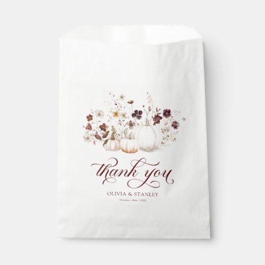 Rustic Fall Pumpkin Wedding フェイバーバッグ (正面)