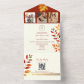 Rustic Fall QRコード ウェディング オールインワン招待状 (内側)