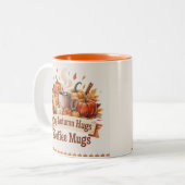Rustic Fall Quote Design Pumpkins, Leaves Vintage ツートーンマグカップ (正面左)