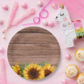 Rustic Fall Sunflower | Baby Shower ペーパープレート (パーティー)