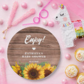 Rustic Fall Sunflower | Baby Shower ペーパープレート (パーティー)