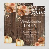 Rustic Fall Terracotta Pumpkin Bachelorette Party 招待状 (正面/裏面)