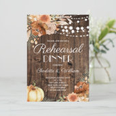 Rustic Fall Terracotta Pumpkin Rehearsal Dinner 招待状 (スタンド正面)