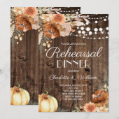 Rustic Fall Terracotta Pumpkin Rehearsal Dinner 招待状 (正面/裏面)