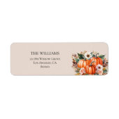 Rustic Fall Theme Pumpkin Return Address Labels ラベル (正面)