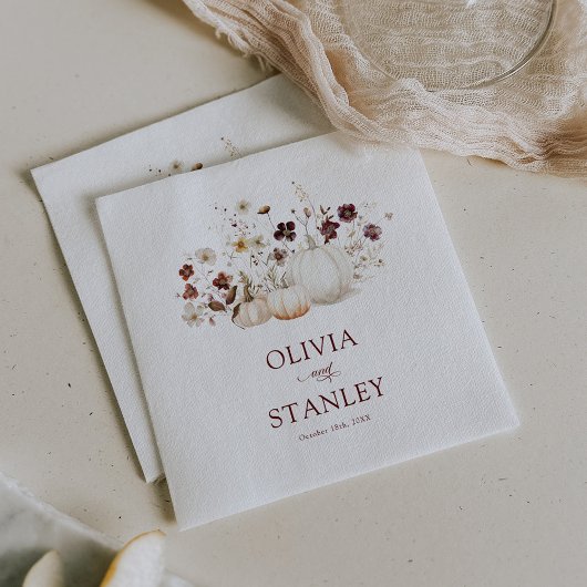 Rustic Fall Wildflower Pumpkin Wedding スタンダードカクテルナプキン