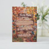 Rustic Fall Woodland String Lights ウェディングRSVP 出欠カード (スタンド正面)
