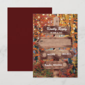Rustic Fall Woodland String Lights ウェディングRSVP 出欠カード (正面/裏面)