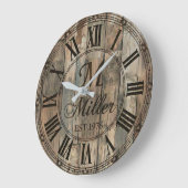 Rustic Family Monogram Wall Clock | Wood-Look  ラージ壁時計 (傾斜)