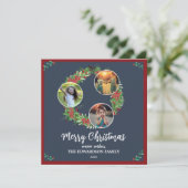 Rustic family photo collage Merry Holiday card シーズンカード (スタンド正面)