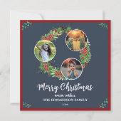 Rustic family photo collage Merry Holiday card シーズンカード (正面)
