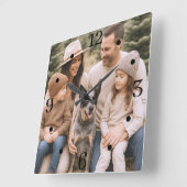Rustic Family Photo Wall Art スクエア壁時計 (傾斜)