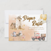 Rustic Farm Animal Baby Shower Diaper Raffle Card サンキューカード (正面)