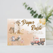Rustic Farm Animal Baby Shower Diaper Raffle Card サンキューカード (スタンド正面)