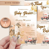 Rustic Farm Animal Baby Shower Invitation 招待状