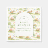 Rustic Farm Animals Pastel Baby Shower スタンダードカクテルナプキン (正面)