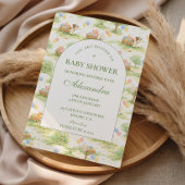 Rustic Farm Animals Pastel Baby Shower 招待状