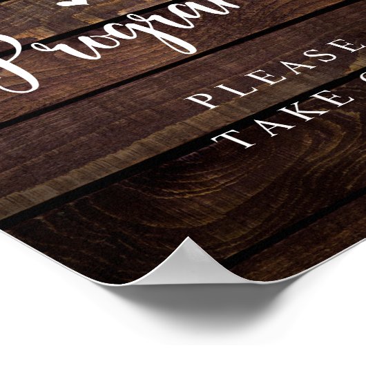 Rustic Farm Country Wood, Black, Wedding Program ポスター (角)