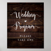 Rustic Farm Country Wood, Black, Wedding Program ポスター (正面)