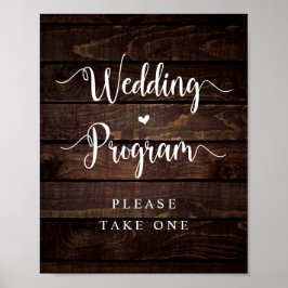 Rustic Farm Country Wood, Black, Wedding Program ポスター