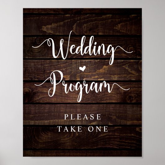 Rustic Farm Country Wood, Black, Wedding Program ポスター (正面)