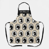 Rustic Farm Kitchen Barnyard Black & Khaki Stripe エプロン (正面)