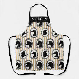 Rustic Farm Kitchen Barnyard Black & Khaki Stripe エプロン