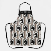 Rustic Farm Kitchen Barnyard  Black & Mocha Stripe エプロン (正面)