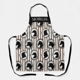 Rustic Farm Kitchen Barnyard  Black & Mocha Stripe エプロン