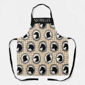 Rustic Farm Kitchen Barnyard Gingham Black & Khaki エプロン (正面)