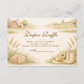 Rustic Farm Meadow Baby Shower Diapper Raffle エンクロージャーカード (正面)