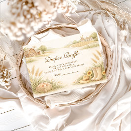Rustic Farm Meadow Baby Shower Diapper Raffle エンクロージャーカード
