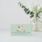 Rustic Farm Watercolor Floral Chicken Hen Egg 名刺 (スタンド正面)
