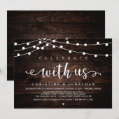 Rustic Farm Wedding String Light でお祝いしよう 招待状 (正面/裏面)