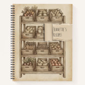 Rustic Farmer's Market Fruits Vegetables Recipe ノートブック (正面)