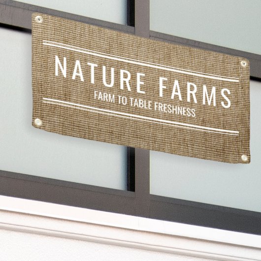 Rustic Farmers Market Stand Burlap Banner – Nature 横断幕 (ビルの外側)