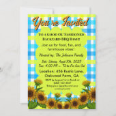 Rustic Farmhouse BBQ Card – Sunflower Cookout 招待状 (正面)