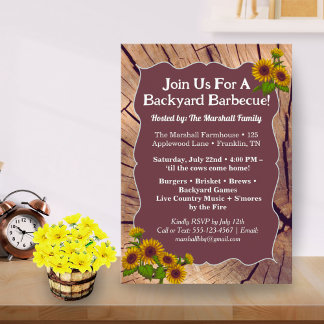 Rustic Farmhouse BBQ Cookout Invitation – 5x7"  招待状